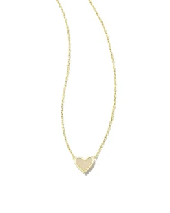 Framed Ari Heart Gold Short Pendant Necklace in Iridescent Drusy