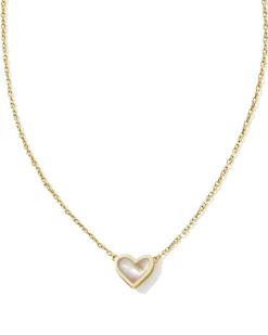 Framed Ari Heart Gold Short Pendant Necklace in Iridescent Abalone