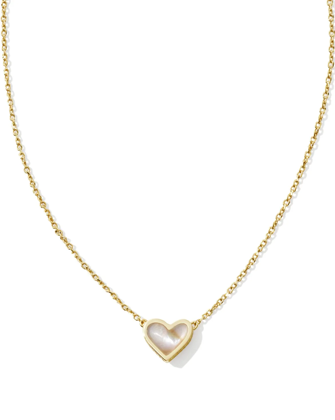 Framed Ari Heart Gold Short Pendant Necklace in Iridescent Abalone