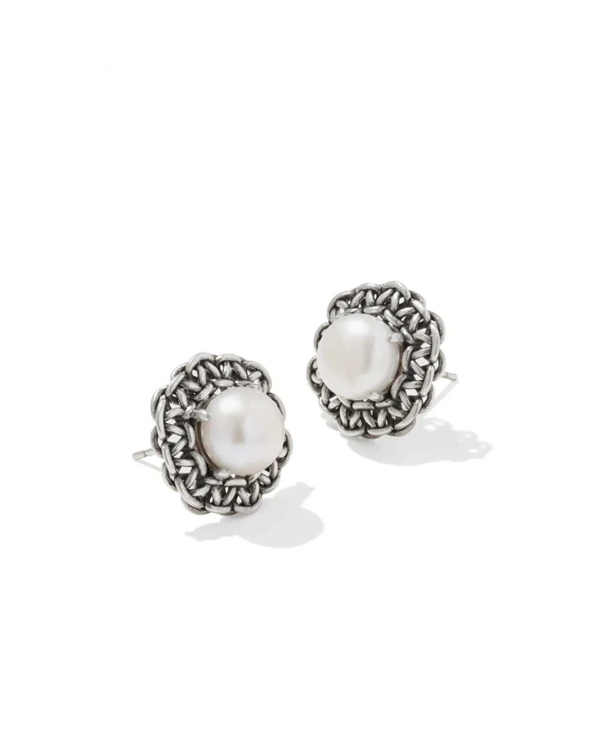 Gabriella Vintage Silver Pearl Stud Earrings