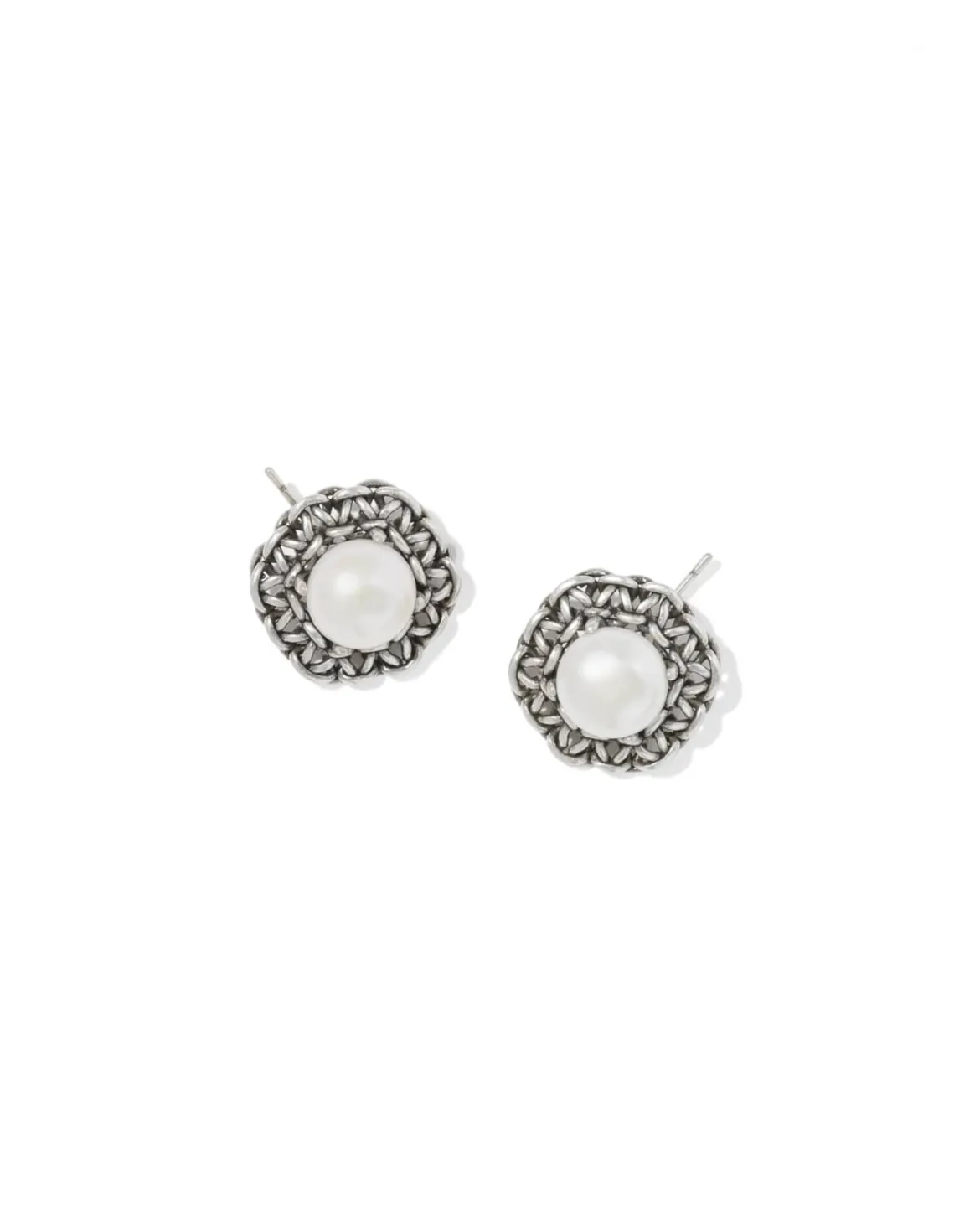 Gabriella Vintage Silver Pearl Stud Earrings