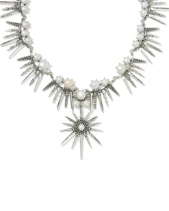 Gabriella Vintage Silver Pearl Statement Necklace