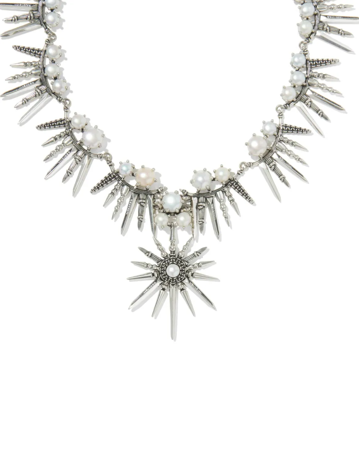 Gabriella Vintage Silver Pearl Statement Necklace
