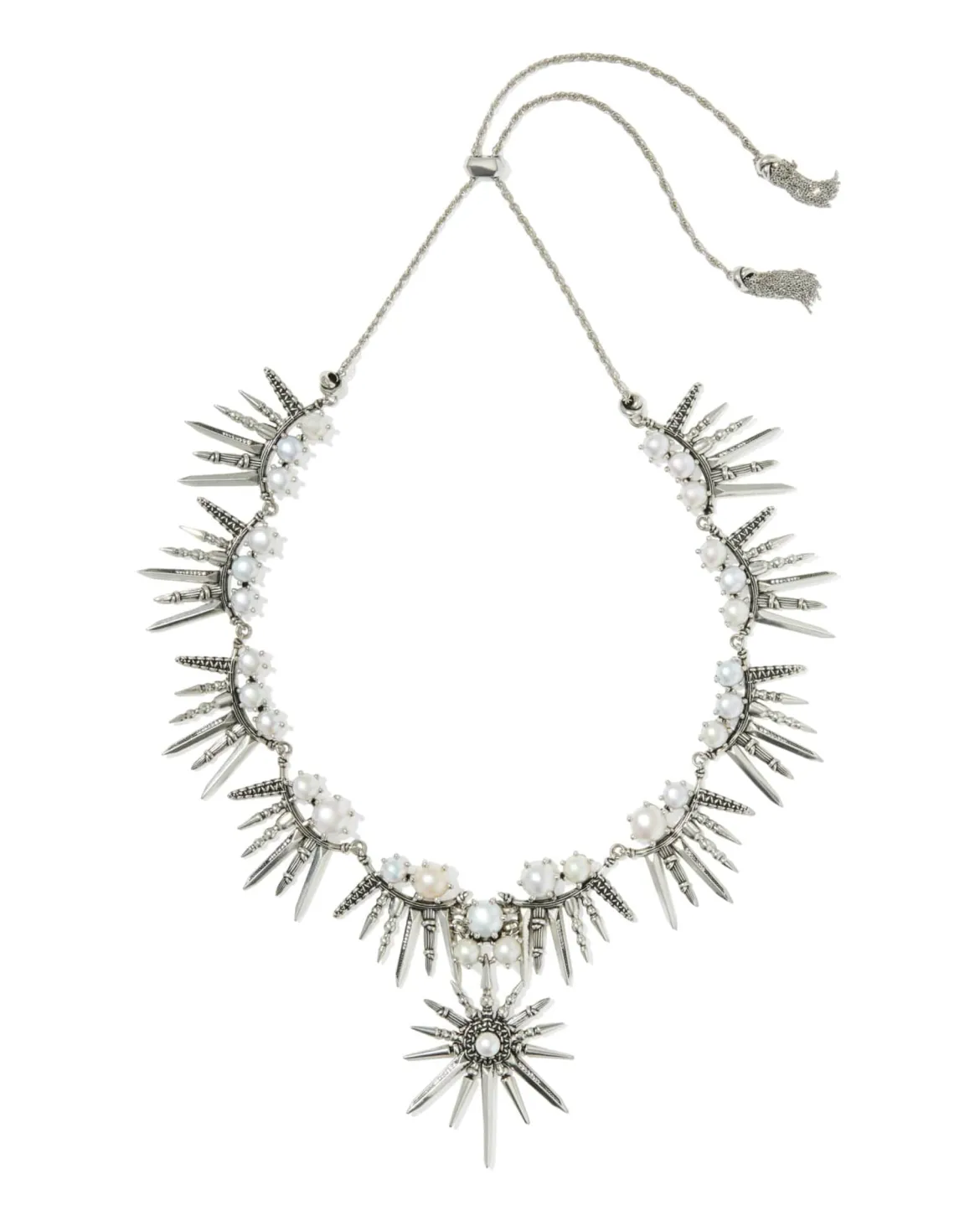 Gabriella Vintage Silver Pearl Statement Necklace
