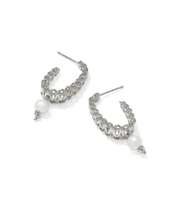 Gabriella Vintage Silver Pearl Hoop Earrings