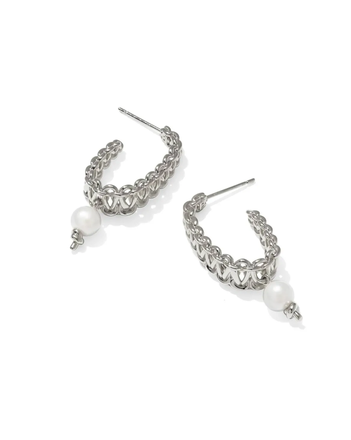 Gabriella Vintage Silver Pearl Hoop Earrings