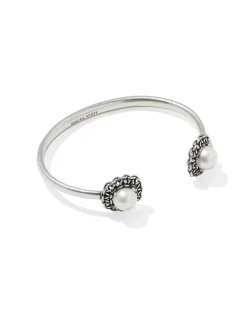 Gabriella Vintage Silver Pearl Cuff Bracelet