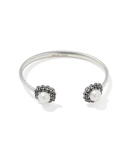 Gabriella Vintage Silver Pearl Cuff Bracelet