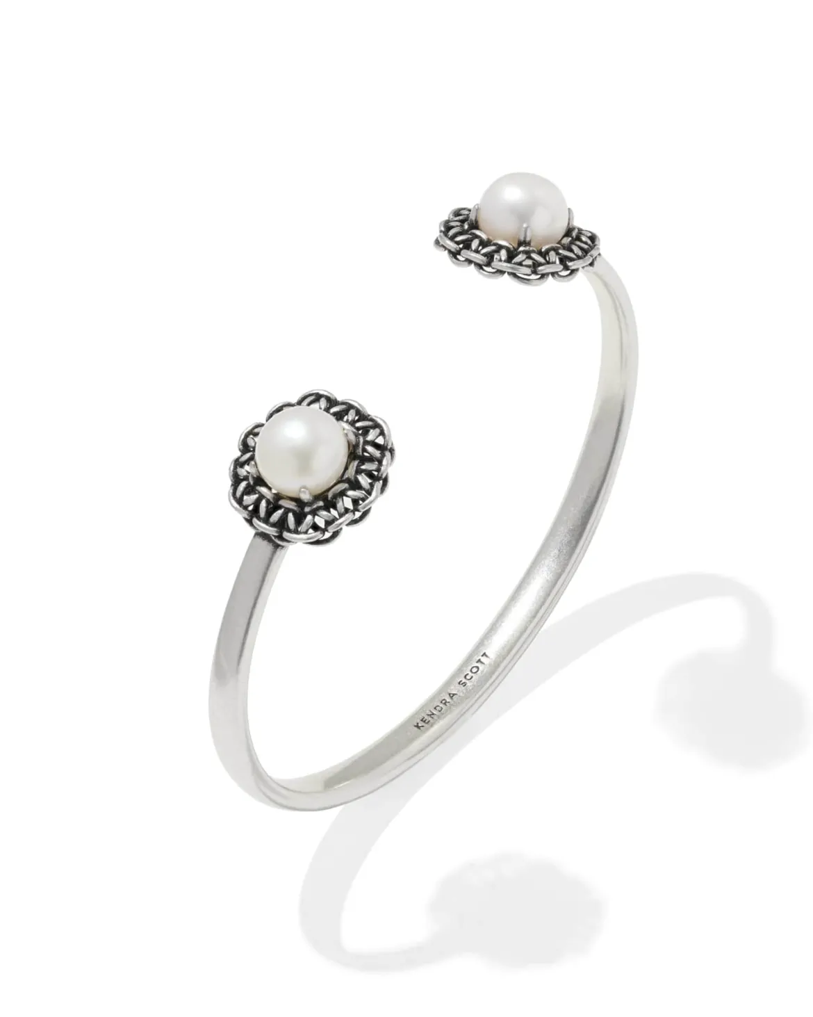 Gabriella Vintage Silver Pearl Cuff Bracelet