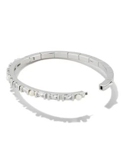 Gracie Silver Bangle Bracelet in White Mix