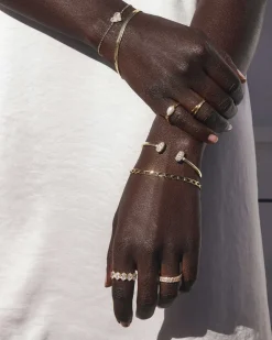 Grayson Gold Cuff Bracelet in White Crystal