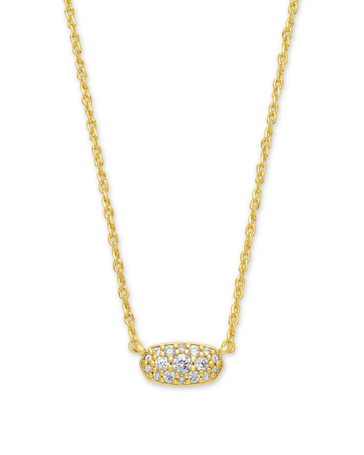 Grayson Gold Pendant Necklace in White CZ