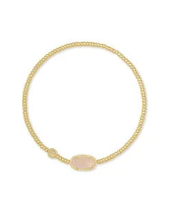 Grayson Gold Stretch Bracelet in Rose Quartz