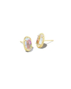 Grayson Gold Stud Earrings in Dichroic Glass