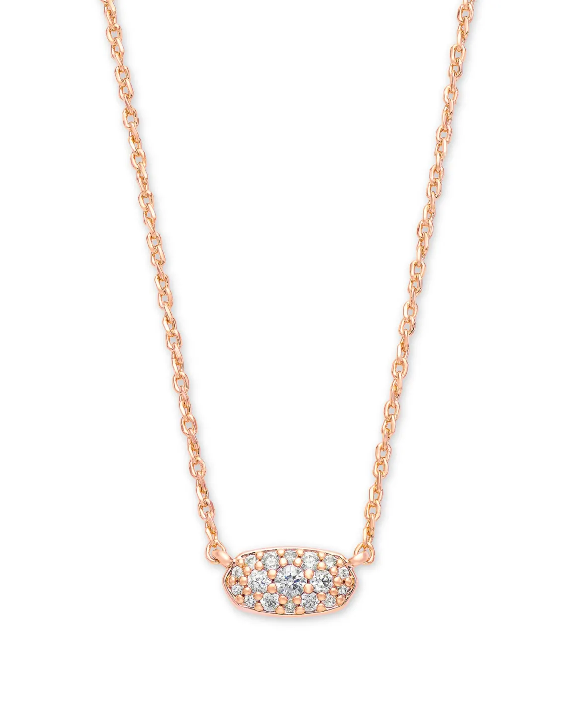 Grayson Rose Gold Pendant Necklace in White CZ