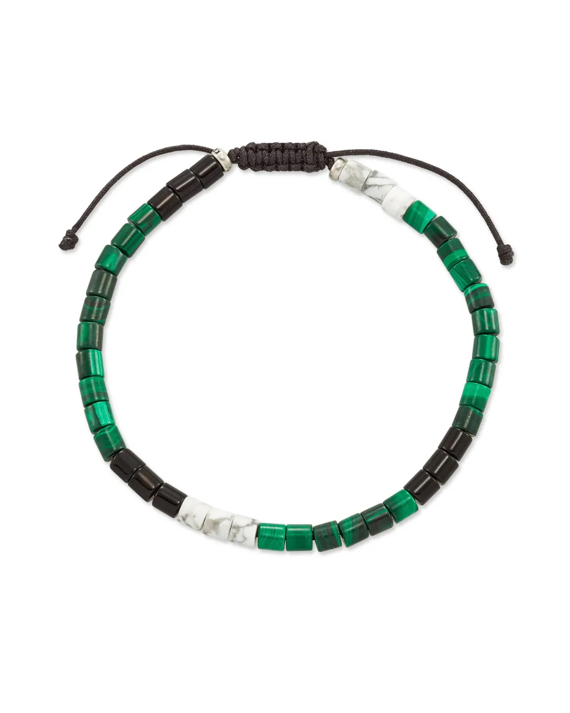 Grey Oxidized Sterling Silver Beaded Bracelet in Verde Mix