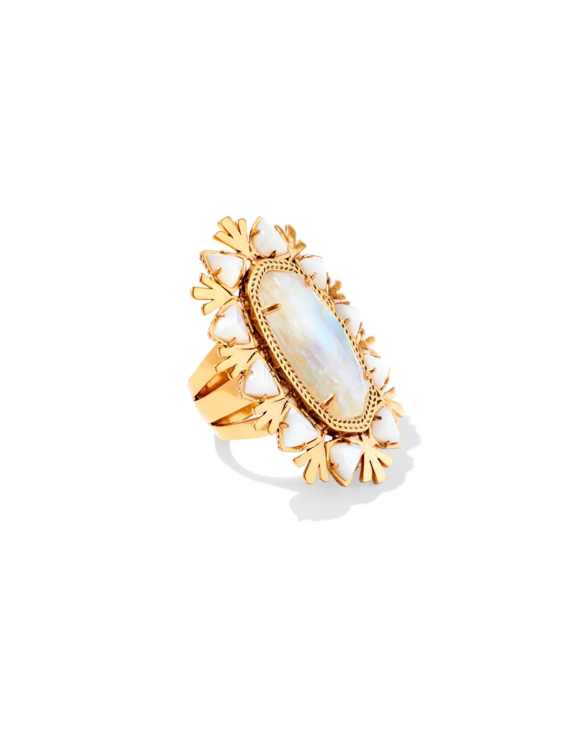 Havana Vintage Gold Cocktail Ring in Iridescent Abalone