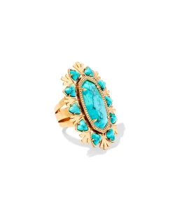 Havana Vintage Gold Cocktail Ring in Variegated Turquoise Magnesite