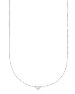 Heart 14k White Gold Pendant Necklace in White Diamonds