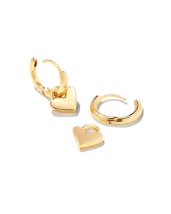 Heart Padlock Huggie Earrings in 18k Gold Vermeil