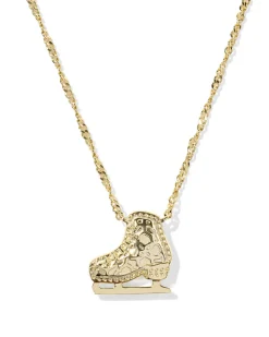 Ice Skate Gold Short Pendant Necklace