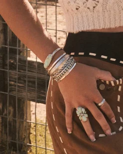 Ida Vintage Silver Cuff Bracelet in Sea Green Chrysocolla