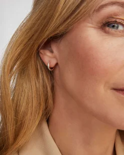 Ines 14k Yellow Gold Pave Huggie Earrings in White Diamond