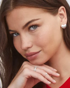 Jasmine Heart Stud Earrings in Sterling Silver