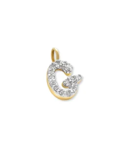 14k Yellow Gold Letter G Charm in White Diamond