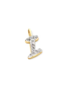 14k Yellow Gold Letter I Charm in White Diamond