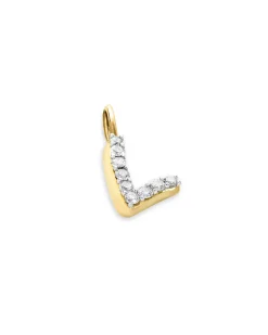14k Yellow Gold Letter L Charm in White Diamond