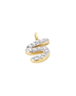 14k Yellow Gold Letter S Charm in White Diamond
