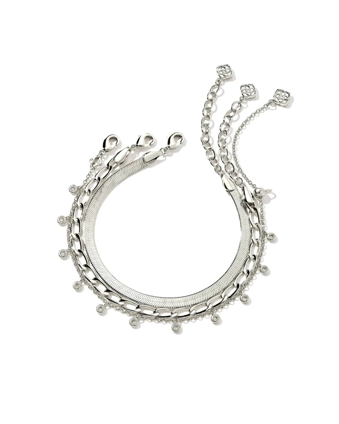 Kassie Set of 3 Chain Bracelets in Silver