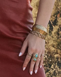 Keziah Vintage Gold Etch Statement Cuff Bracelet