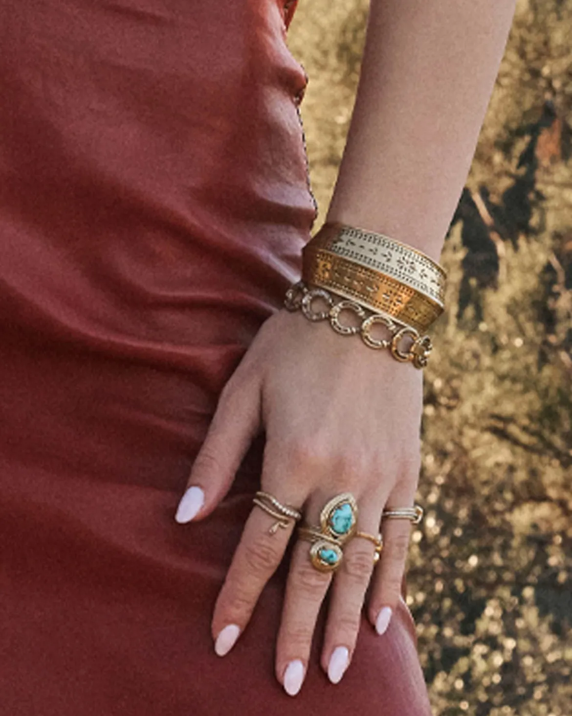 Keziah Vintage Gold Etch Statement Cuff Bracelet