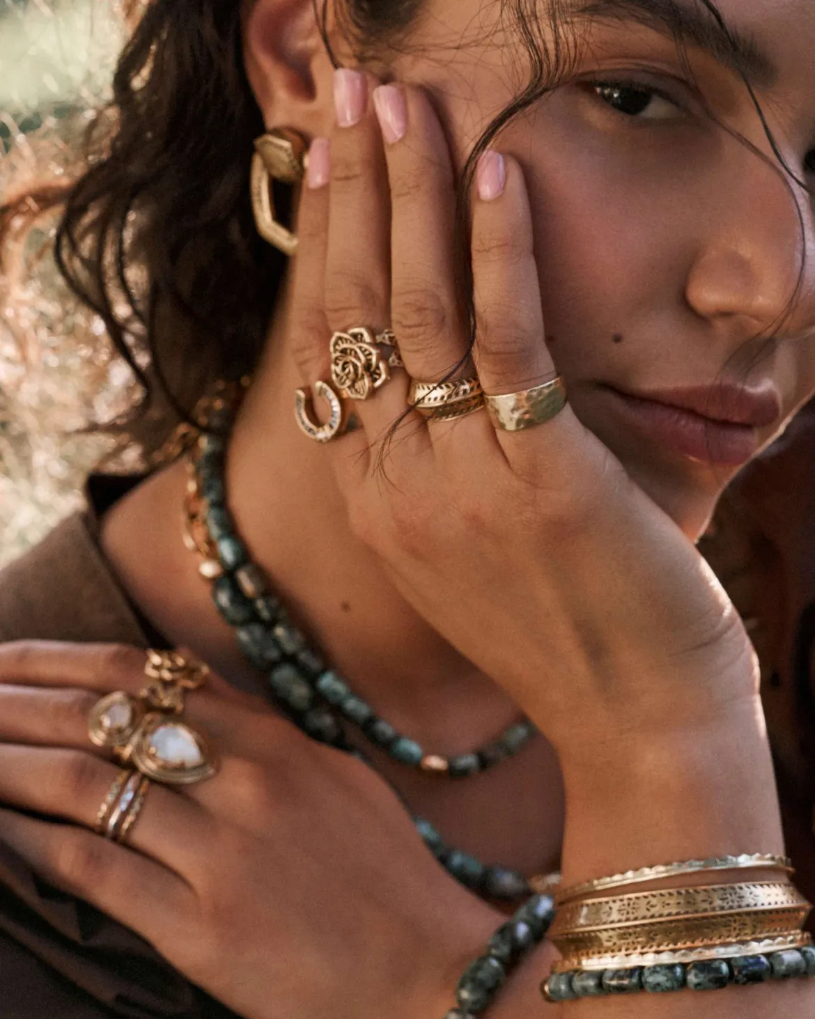 Keziah Vintage Gold Etch Frame Band Ring