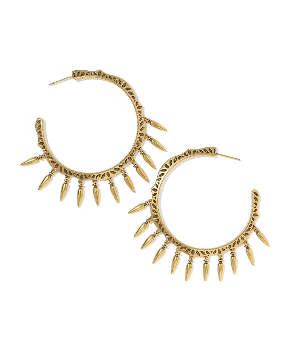 Keziah Vintage Gold Statement Fringe Hoop Earrings
