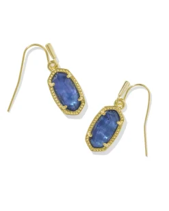 Lee Gold Drop Earrings in Navy Abalone