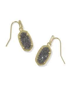 Lee Gold Drop Earrings in Platinum Drusy