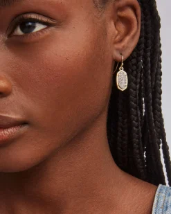Lee Gold Drop Earrings in Platinum Drusy