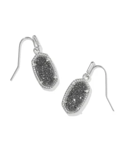 Lee Silver Drop Earrings in Platinum Drusy