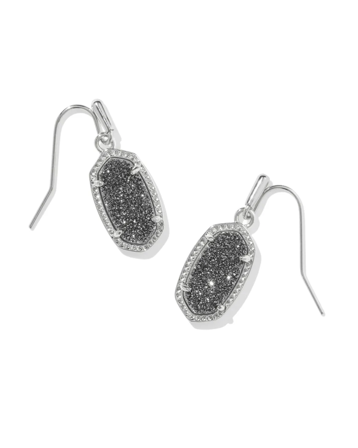 Lee Silver Drop Earrings in Platinum Drusy