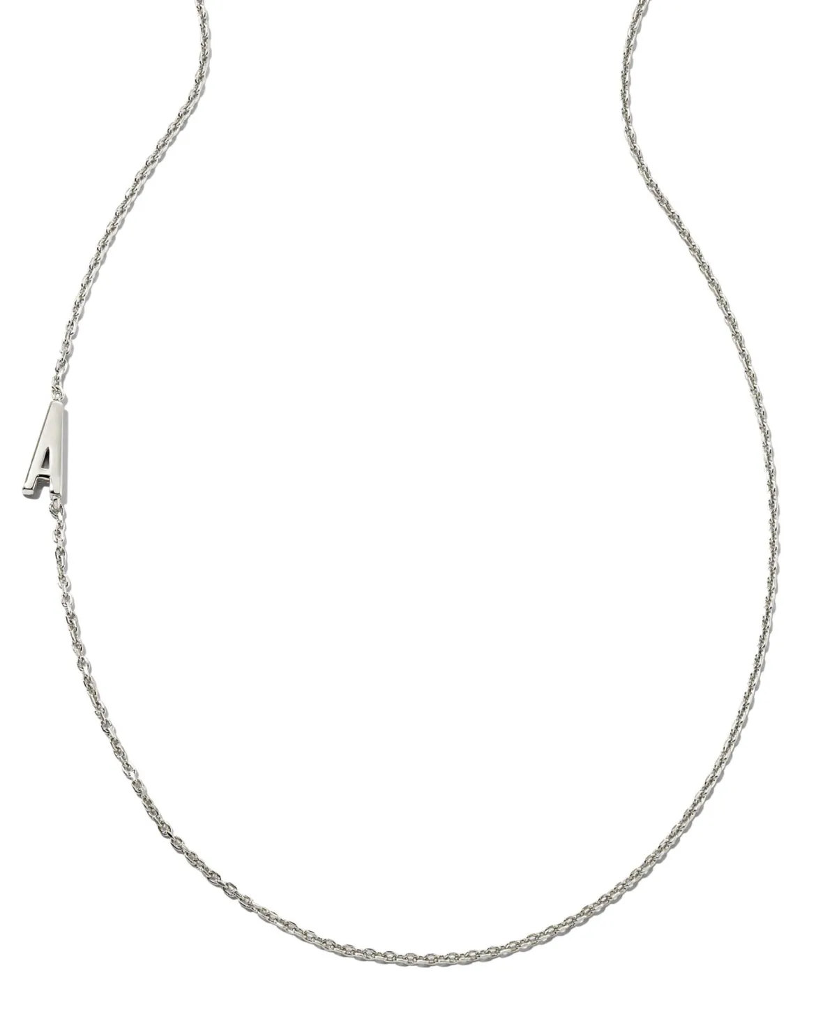 Letter A Inline Initial Necklace in Sterling Silver