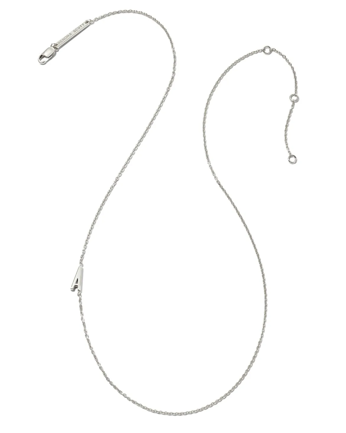 Letter A Inline Initial Necklace in Sterling Silver