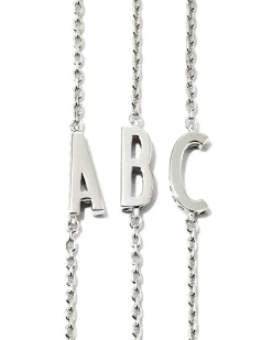 Letter A Inline Initial Necklace in Sterling Silver