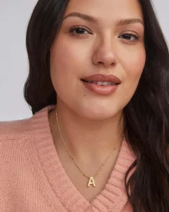 Letter A Pendant Necklace in Gold