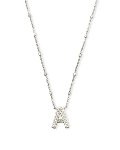 Letter A Pendant Necklace in Silver