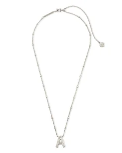 Letter A Pendant Necklace in Silver