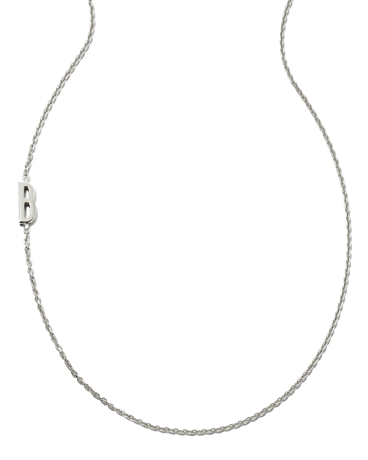 Letter B Inline Initial Necklace in Sterling Silver