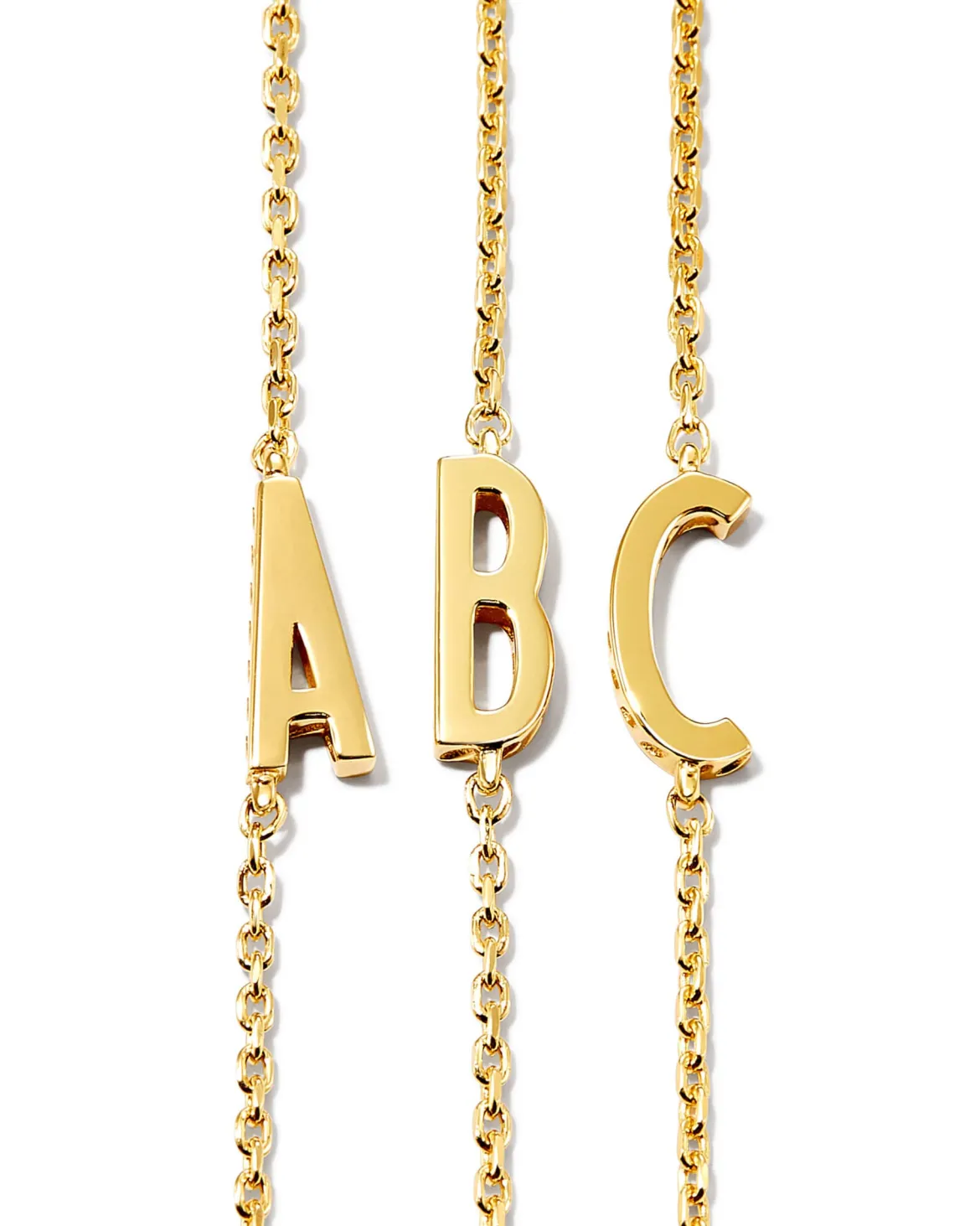 Letter C Inline Initial Necklace in 18k Gold Vermeil